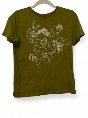 Green J.Crew cotton t-shirt with white floral design